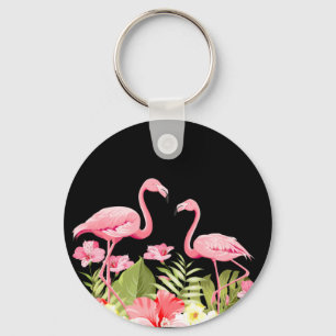 Llavero Flores Tropicales y Diseño de Flamencos