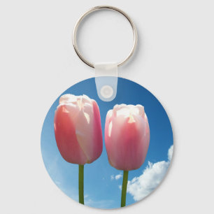 Llavero Flores tulipanas en cielo azul