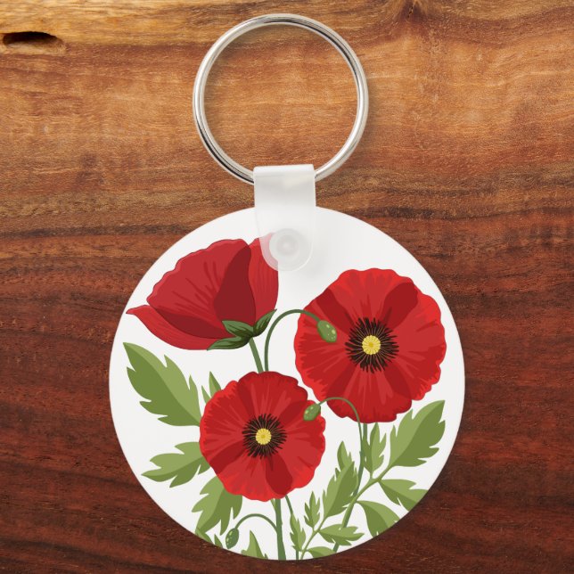 Llavero Flores veraniegas alegres con adormidera (Anverso)