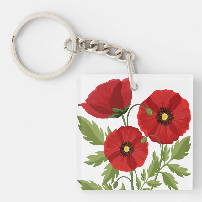 Llavero Flores veraniegas alegres con adormidera (Frente)