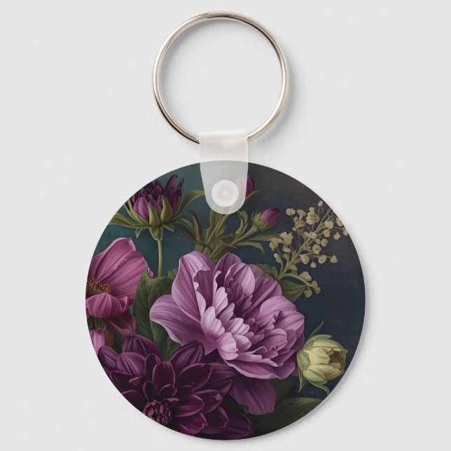 Llavero Flores Vintage Oscuras (Anverso)