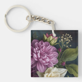 Llavero Flores Vintage Oscuras