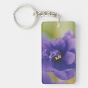 Llavero Flores violetas africanas rosas y azules