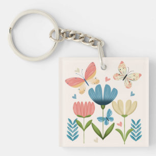 Llavero Flores y Mariposas Caprichosas