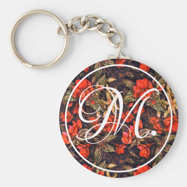 Llavero Flores y monograma antiguos de los Balcanes Rojos (Frente)