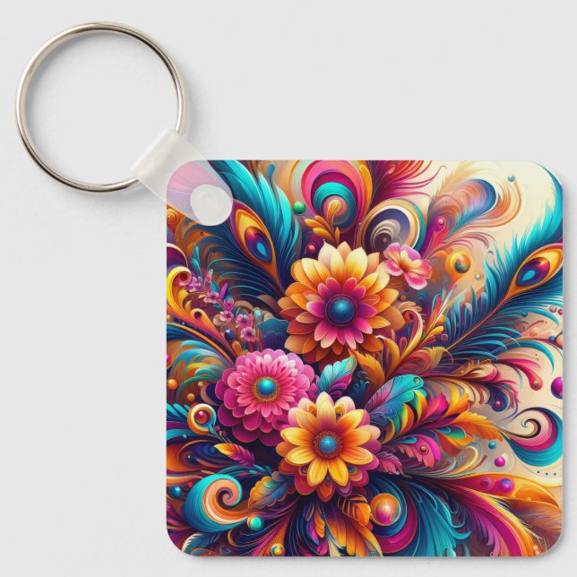 Llavero Flores y Plumas (Anverso)