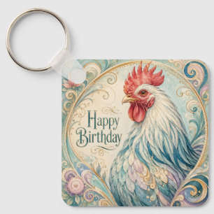 Llavero Floritura de Cumpleaños del Gallo Regio