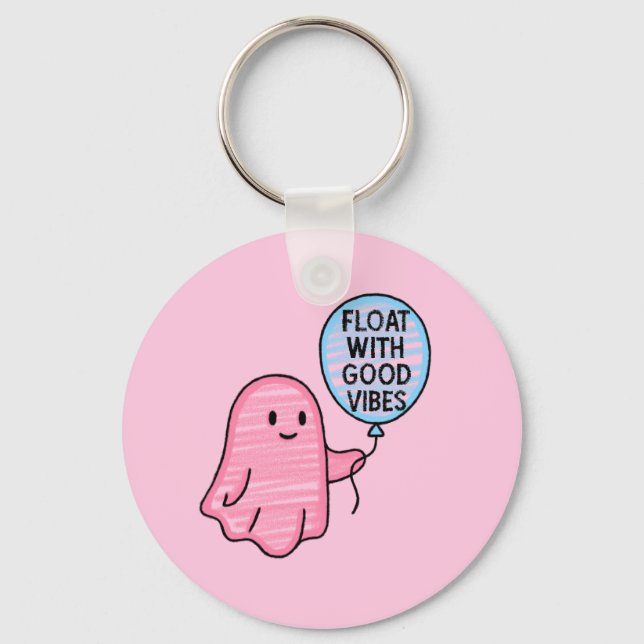 Llavero Flota con buenos vibraciones diseño lindo boo (Anverso)