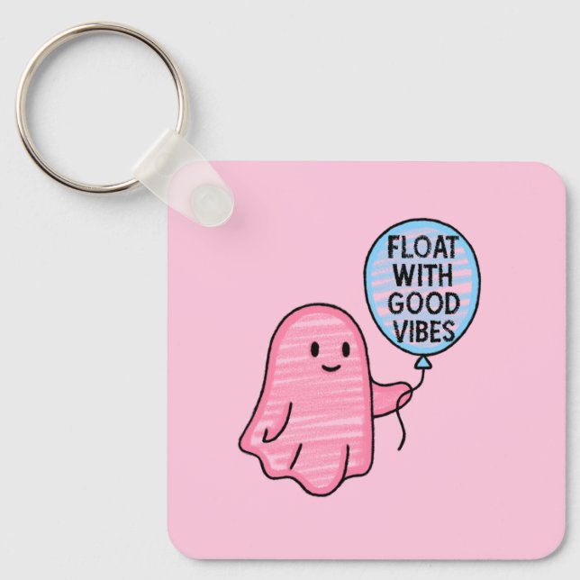 Llavero Flota con buenos vibraciones diseño lindo boo (Anverso)