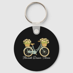 Llavero Flourim Dream Thrive Hermosa Bicicleta Floral Con