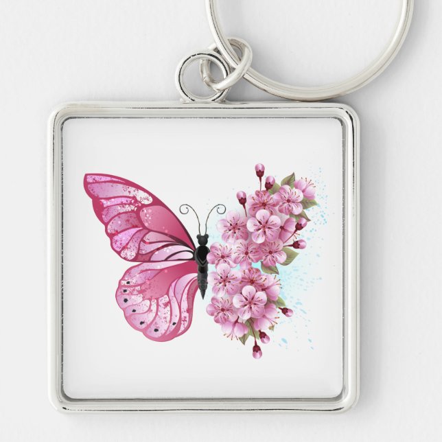 Llavero Flower Butterfly with Pink Sakura (Frente)
