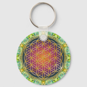 Llavero Flower Of Life - gold - fractal 2
