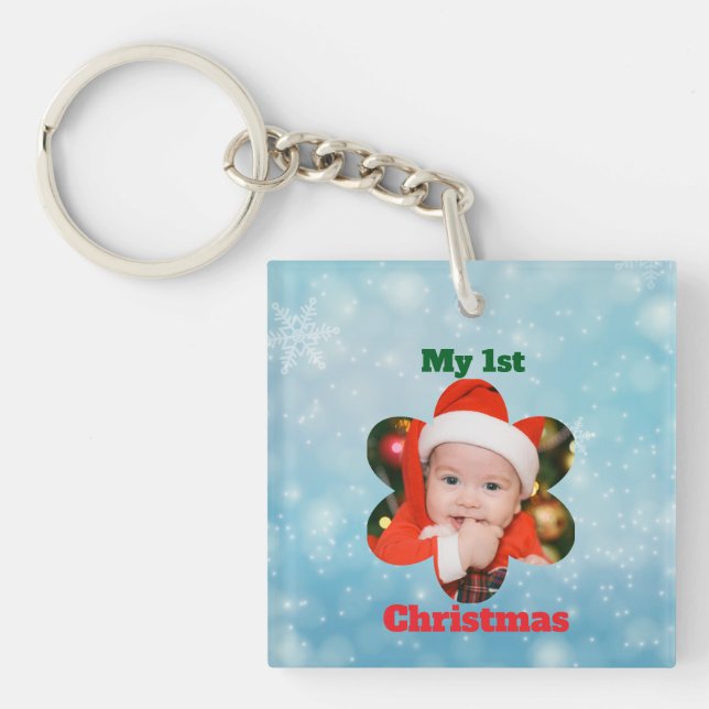 Llavero Flower Shape My 1st Christmas Photo (Frente)