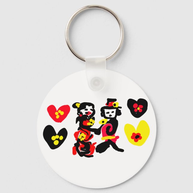 Llavero Flowers and black and red Valentine day (Anverso)