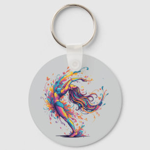 Llavero Flujo de Baile Vibrante Arte Femenino Abstracto