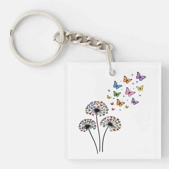 Llavero Flujo de mariposas de diente de león (Frente)