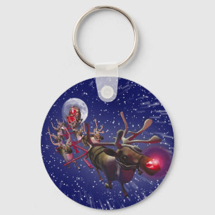 Llavero Flying Santa Claus Red Nosed Reindeer