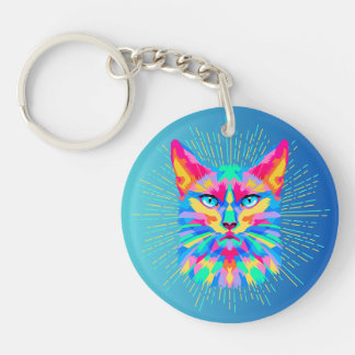 Llavero Fob de la cadena de la llave del gato psicodélico