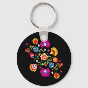 Llavero Folklore polaco con flores rosas