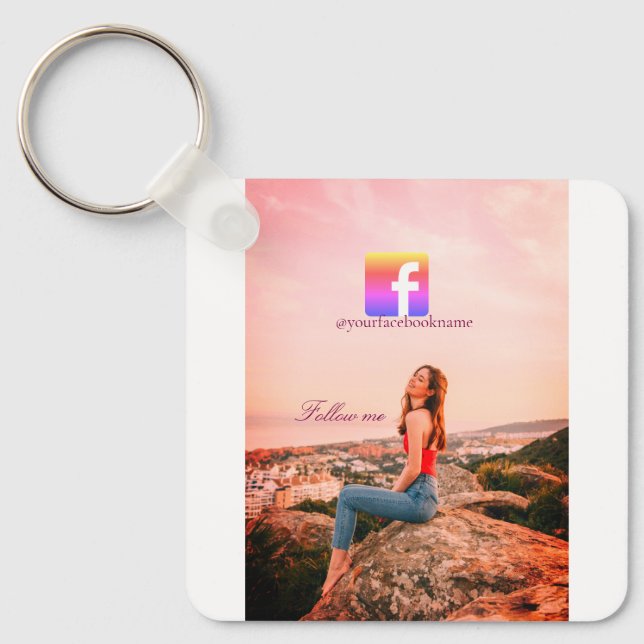 Llavero follow us facebook username social media photo  (Anverso)