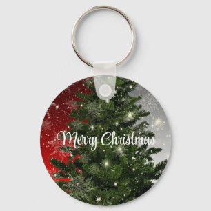 Llavero Fondo azul con árbol de Navidad