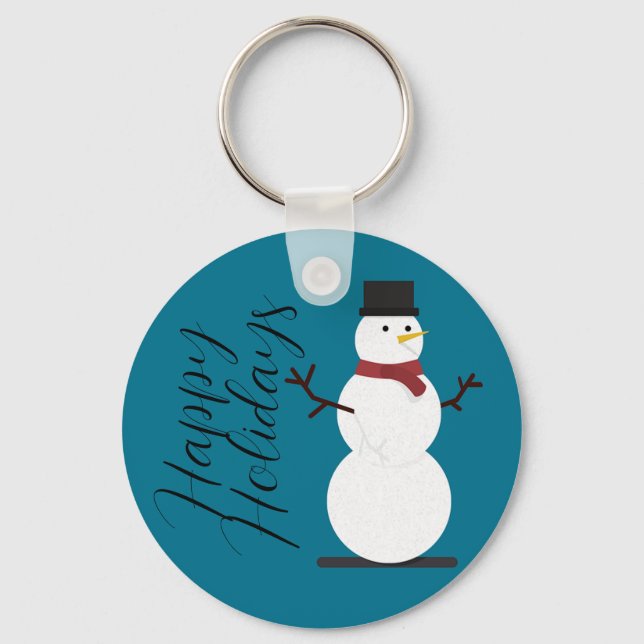 Llavero Fondo Azul Con Snowman (Anverso)