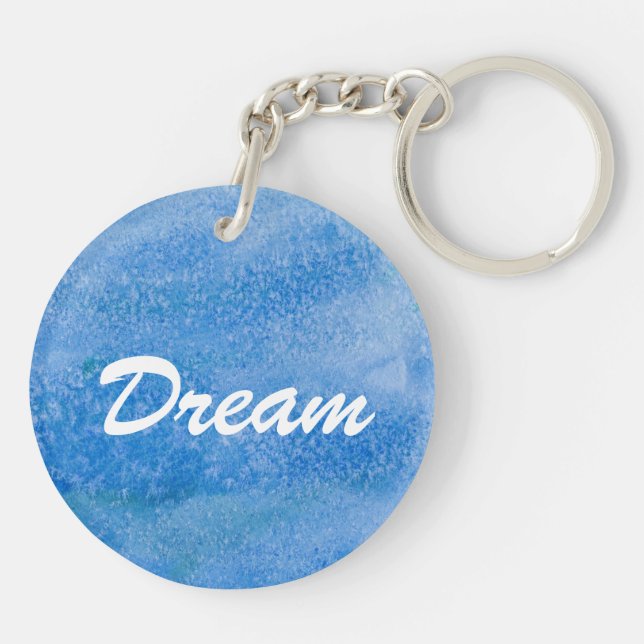 Llavero Fondo azul de la acuarela (Atrás)