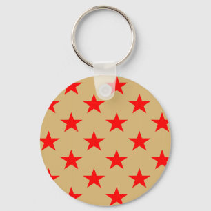Llavero Fondo Beige Y Estrellas Rojas
