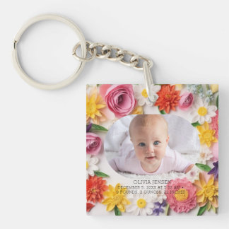Llavero Fondo de agua personalizado con flores rosadas par