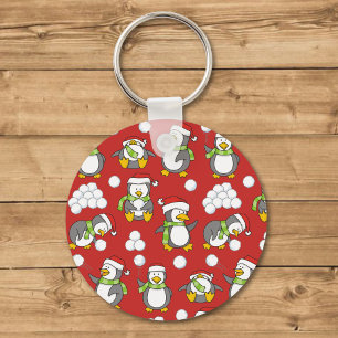 Llavero fondo de pingüinos de Navidad