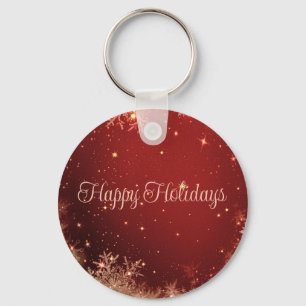 Llavero Fondo de purpurina roja con copos de nieve