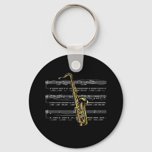 Llavero Fondo del negro del ~ de la música del saxofón