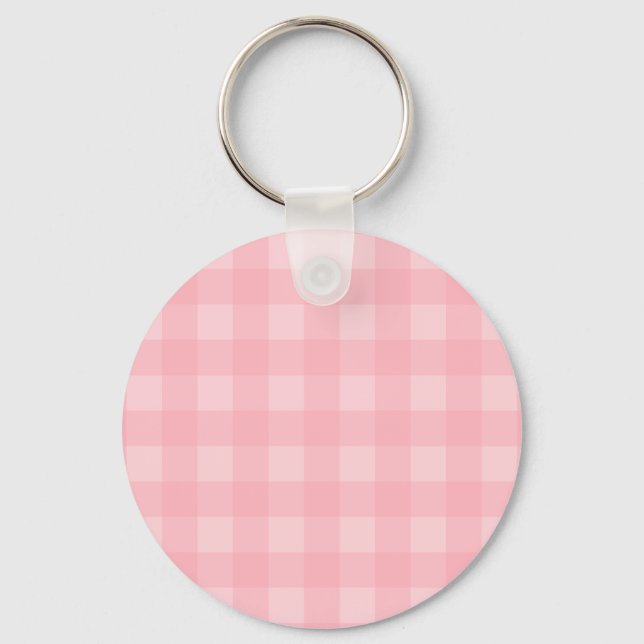 Llavero Fondo del patrón retro rosado de Gingham revisado (Anverso)