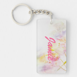 Llavero fondo floral con las flores de la acuarela