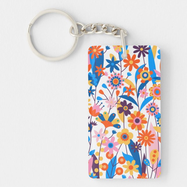 Llavero Fondo floral multicolor exótico-32939 (Frente)