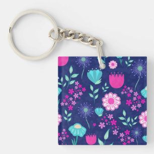 Llavero Fondo lindo con patrón floral