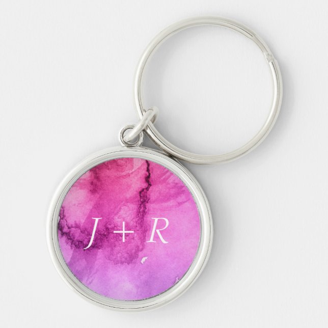 Llavero Fondo pintado a mano 5 de la acuarela abstracta (Frente)