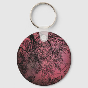 Llavero Fondo rojo de ramas de árbol
