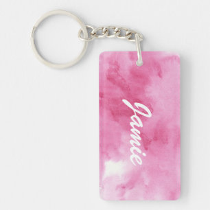 Llavero fondo rosado de la acuarela para su
