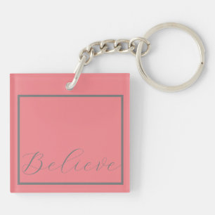 Llavero Fondo rosado del guión gris de "Belige"