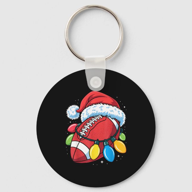 Llavero Football Santa Hat Christmas Lights Festive Touchd (Anverso)