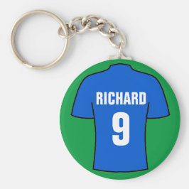 Llavero Football shirt design in blue. keychain