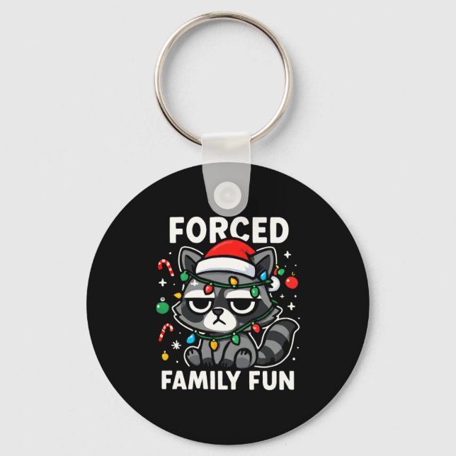 Llavero Forced Family Fun – Funny Sarcastic Raccoon Xmas C (Anverso)