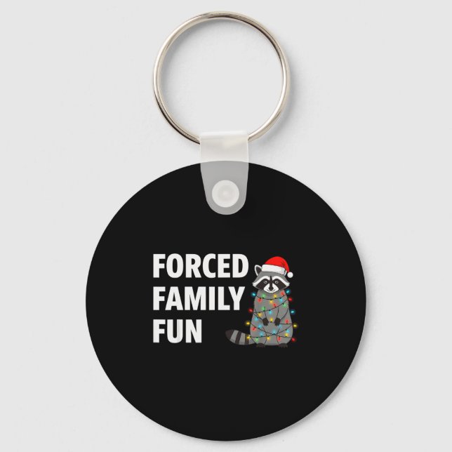 Llavero Forced Family Fun Navidad pijamas divertido mapach (Anverso)
