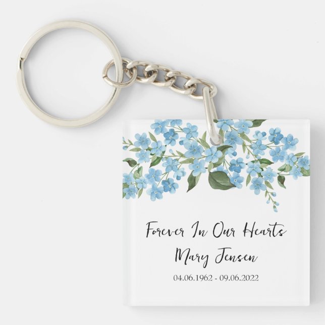 Llavero Forget me not Memorial Funeral Photo Keychain (Frente)
