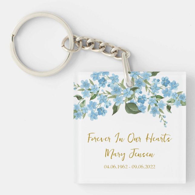 Llavero Forget me not Memorial Funeral Photo Keychain (Frente)