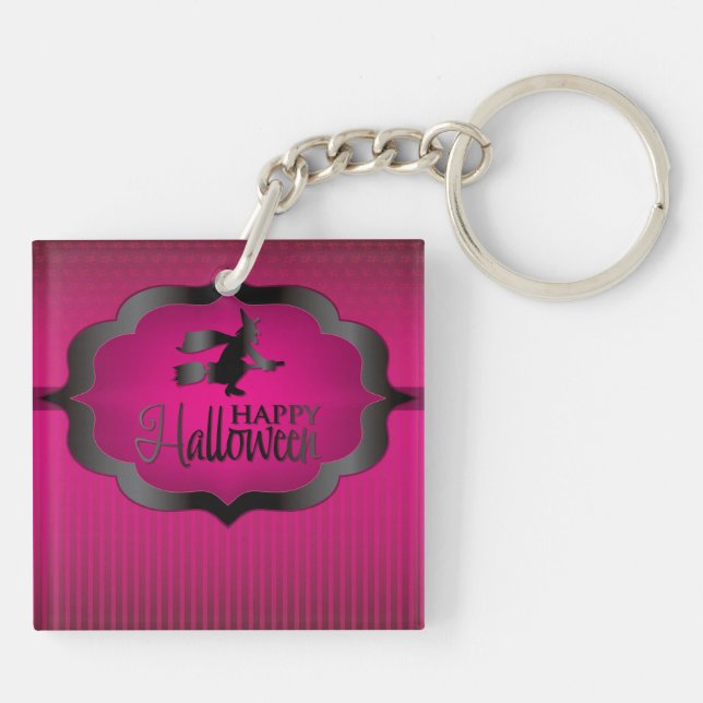 Llavero Forma Halloween de bruja rosa (Atrás)