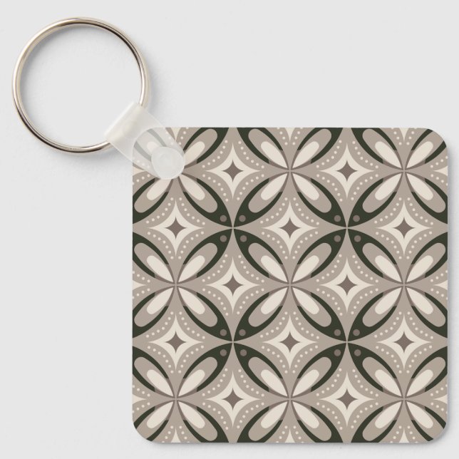 Llavero Formas circulares retro beige y marrón (Anverso)
