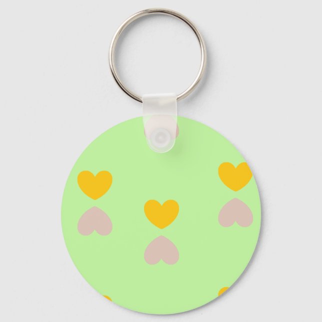 Llavero Formas de corazón sobre verde claro (Anverso)