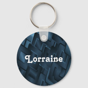 Llavero Formas de diamante azul de nombre personalizado